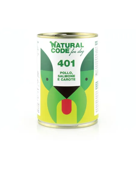 Natural code 401 cane pollo salmone e carote 400 gr