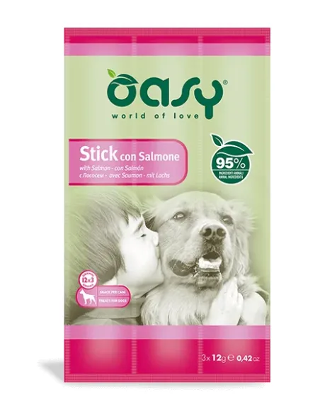 Oasy Snack Dog - Stick Salmone 3x12gr Oasy Snack Dog - Stick Salmone 3x12gr