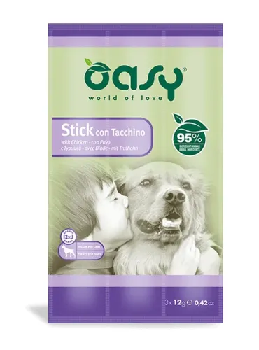 Oasy Snack Dog - Stick Tacchino 3x12gr