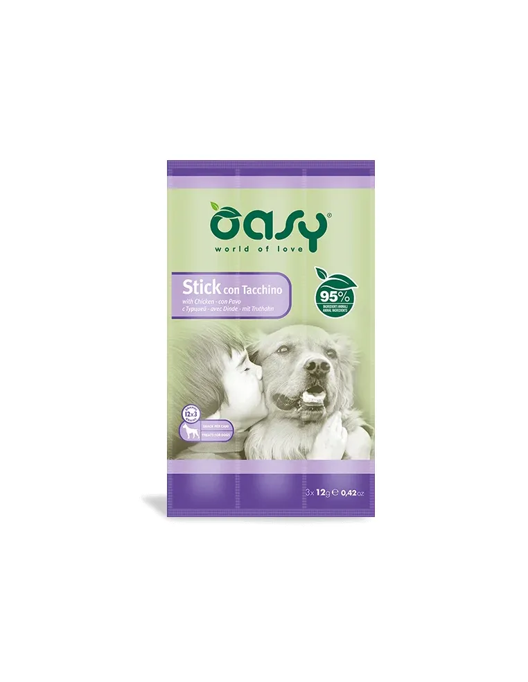Oasy Snack Dog - Stick Tacchino 3x12gr