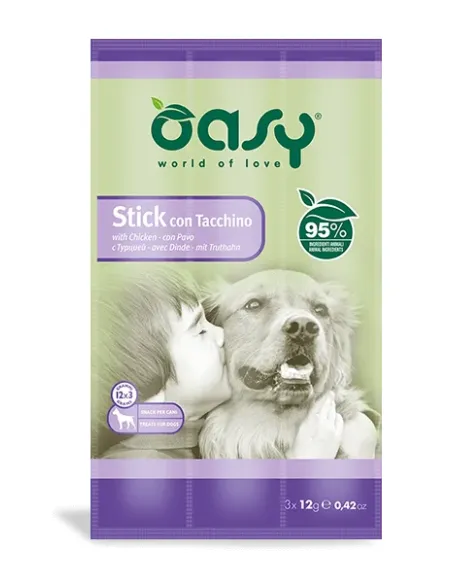 Oasy Snack Dog - Stick Tacchino 3x12gr Oasy Snack Dog - Stick Tacchino 3x12gr
