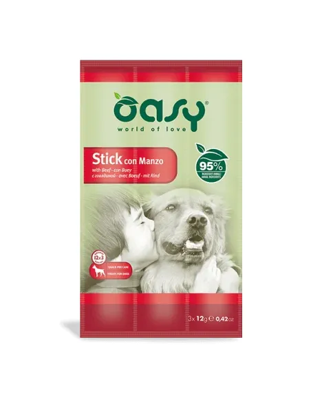 Oasy Snack Dog - Stick Manzo 3x12gr Oasy Snack Dog - Stick Manzo 3x12gr
