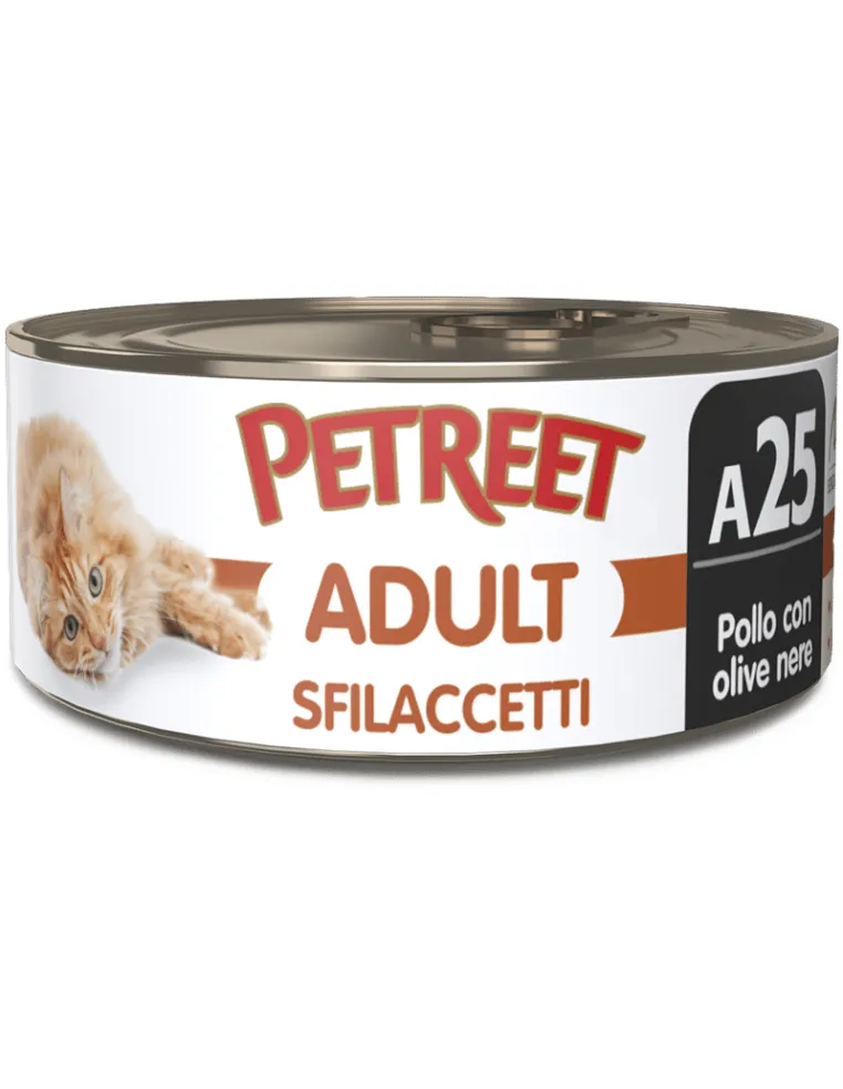 Pet Sfilacetti Huhn Schwarze Oliven 70g