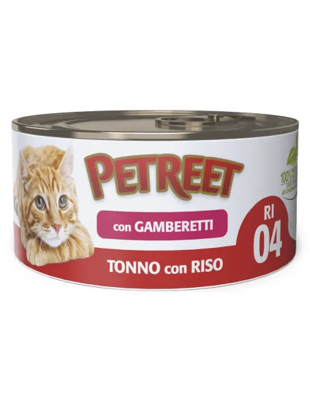 Tonno Riso Gamberetti per Gatti 85gr- Petreet Tonno Riso Gamberetti per Gatti 85gr- Petreet