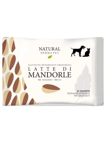 Natural derma pet salviette latte di mandorle 35 pz