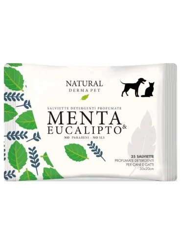 Natural derma pet salviette menta eucalipto 35 pz