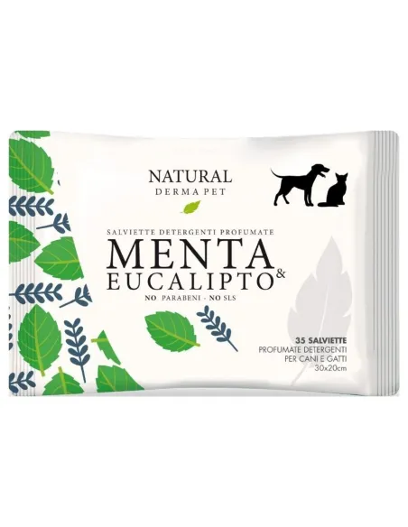Natural derma pet salviette menta eucalipto 35 pz
