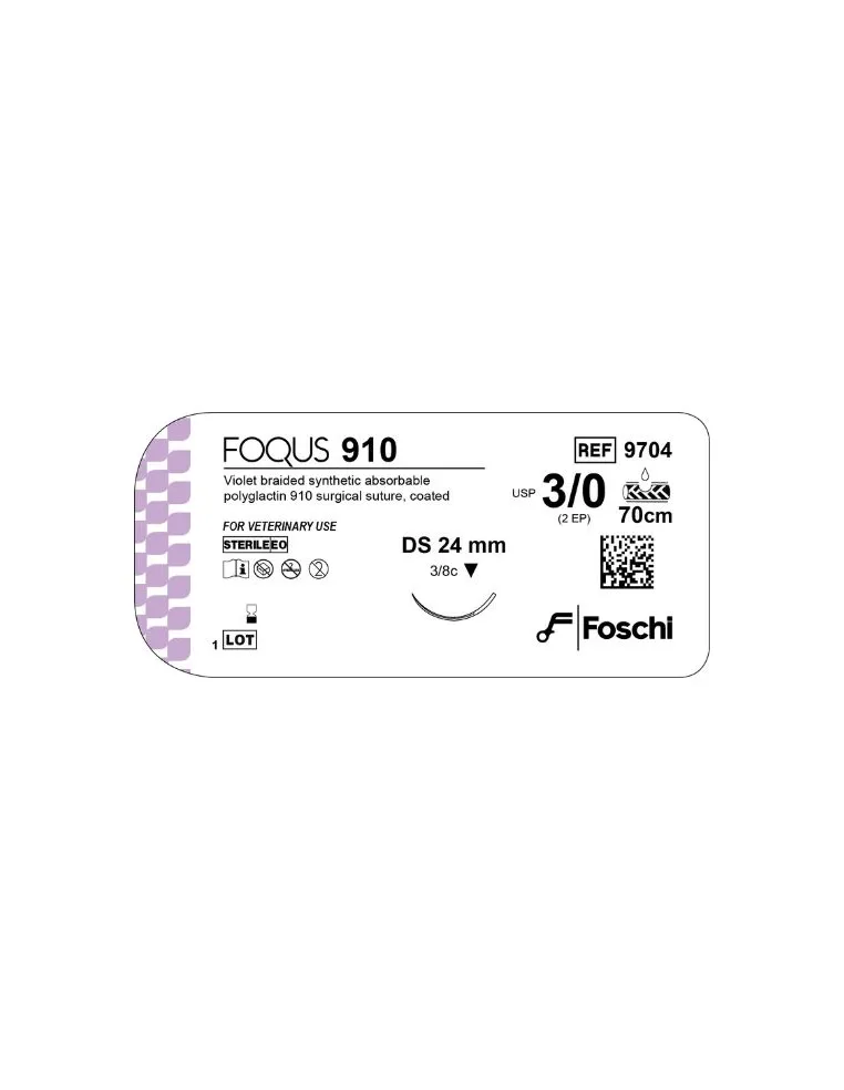 Foqus USP 0 Aguja Triangular Púrpura 0,5 MM x...
