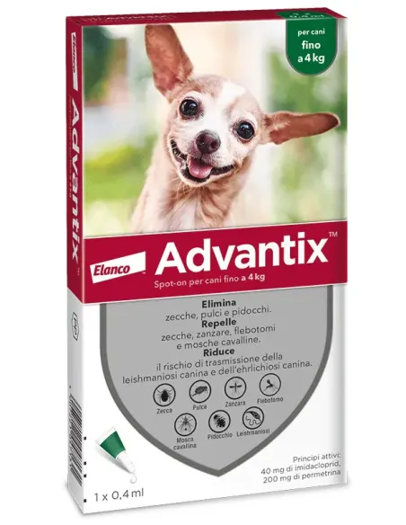 Advantix Spot On 1 pipetta per cani fino a 4 kg Advantix Spot On 1 pipetta per cani fino a 4 kg