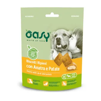 Oasy snack cane biscotti ripieni con anatra e patate 80 gr