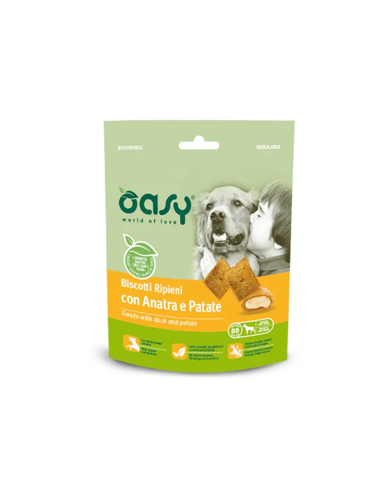 Oasy snack cane biscotti ripieni con anatra e patate 80 gr