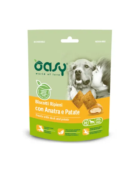 Oasy snack cane biscotti ripieni con anatra e patate 80 gr