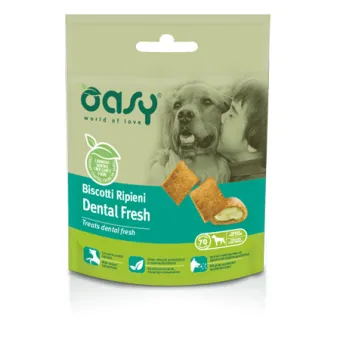 Oasy snack cane biscotti ripieni dental fresh 70 gr