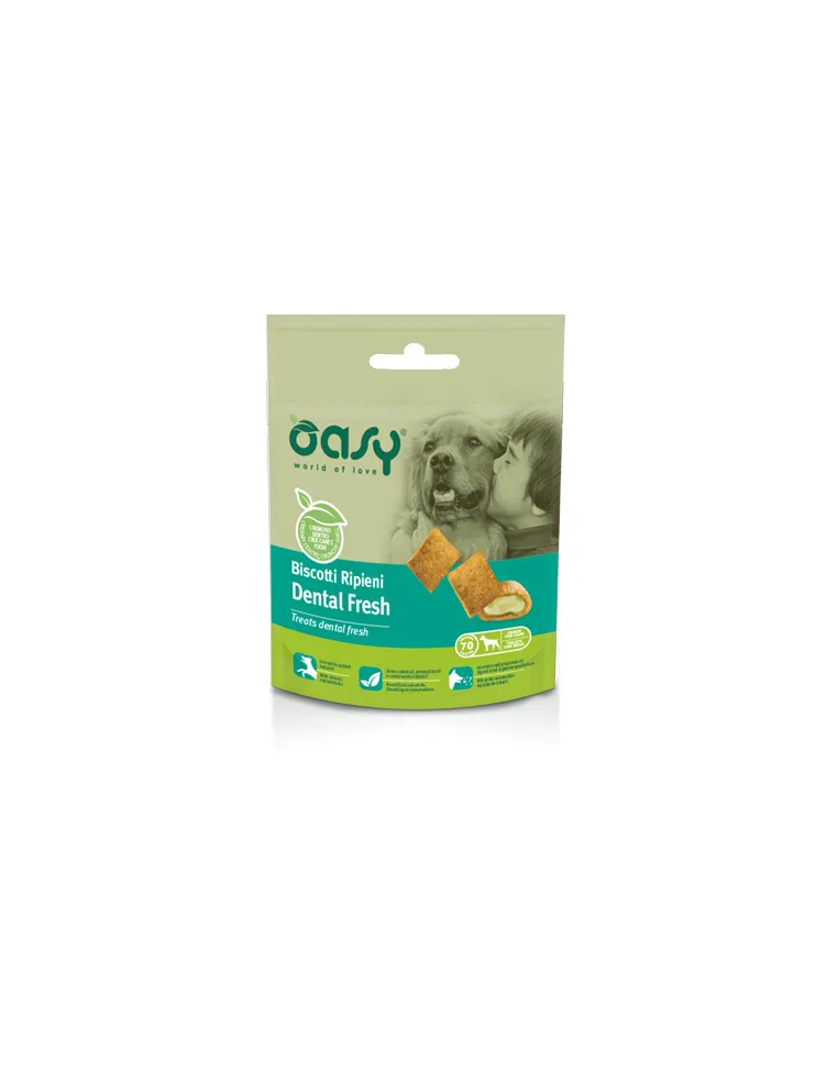 Oasy snack cane biscotti ripieni dental fresh 70 gr