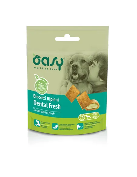 Oasy snack cane biscotti ripieni dental fresh 70 gr