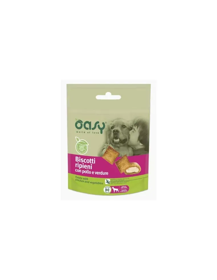 Oasy snack cane biscotti ripieni con pollo e verdure 80 gr