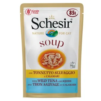 Schesir Soup Soupe de Thon et Calamars pour Chat 40 g