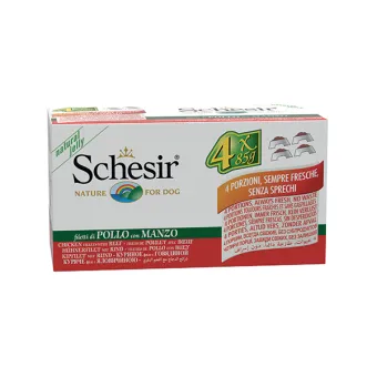 Schesir Dog Pollo e Manzo 4x85g latt.