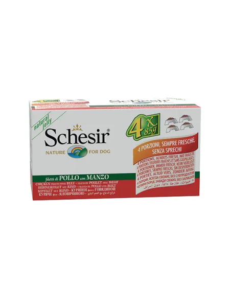 Schesir Dog Pollo e Manzo 4x85g latt.