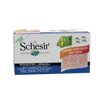 Schesir Dog Tonno e Spigola 4x85g Lattina