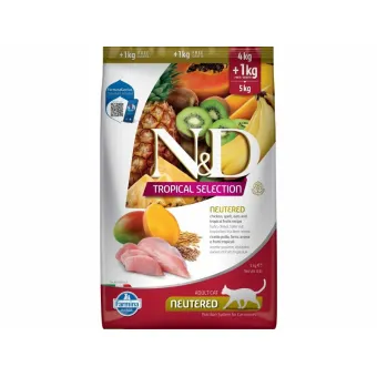 N&D Cat Tropical Chicken Neutered 4+1 kg