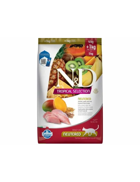 N&D Cat Tropical Chicken Neutered 4+1 kg