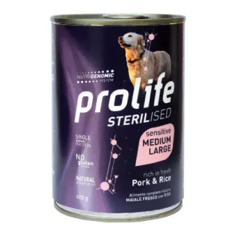 Dog Prolife Sterilised Maiale e Riso M/L 400g
