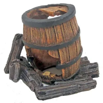 Decorazione Acquari Botte Legno Foro L 8.7x6x6.5cm A80