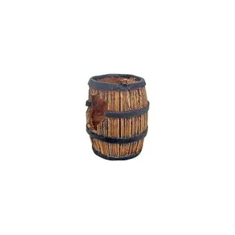 Decorazione Acquari Botte Legno Foro M 5x5x5.8cm A8011