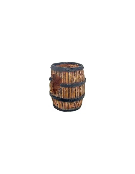 Decorazione Acquari Botte Legno Foro M 5x5x5.8cm A8011