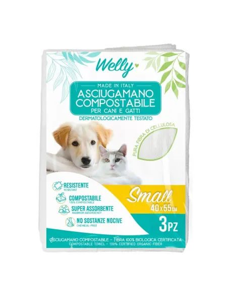 Welly Asciugamano Compostabile Small - 40x55 cm - 3 Pezzi