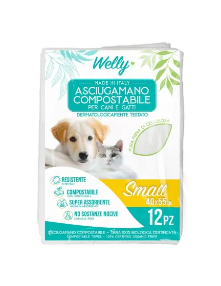 Welly Asciugamano Compostabile Small 40x55 cm 12 Pezzi