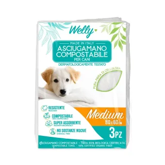 Welly Asciugamano Compostabile Medium - 80x60 cm - 3 Pezzi