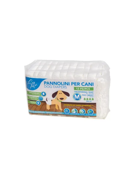 Leopet Mutanda per Cani 12 pz Mis. M, 45-66, Lungh. 45-53 cm, 7-16 kg