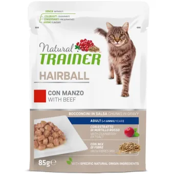 Trainer Natural Adult Cat Hairball Manzo 85 g Busta