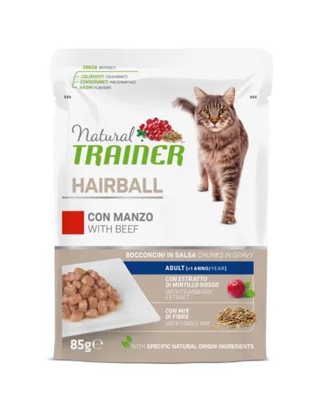 Trainer Natural Adult Cat Hairball Manzo 85 g Busta