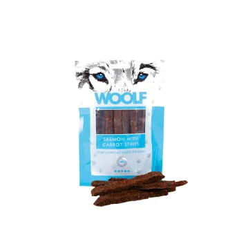 Woolf Dog Snack Strisce di Salmone e Carote 100g