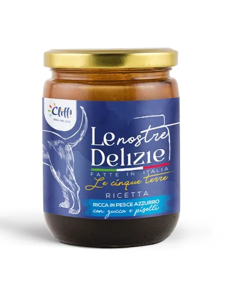 Delizie Le 5 Terre Cane Pezzetti Ricco in Pesce Azzurro con Zucca e Piselli 160 g